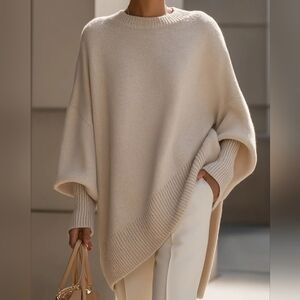 Cream Oversized Batwing Sweater